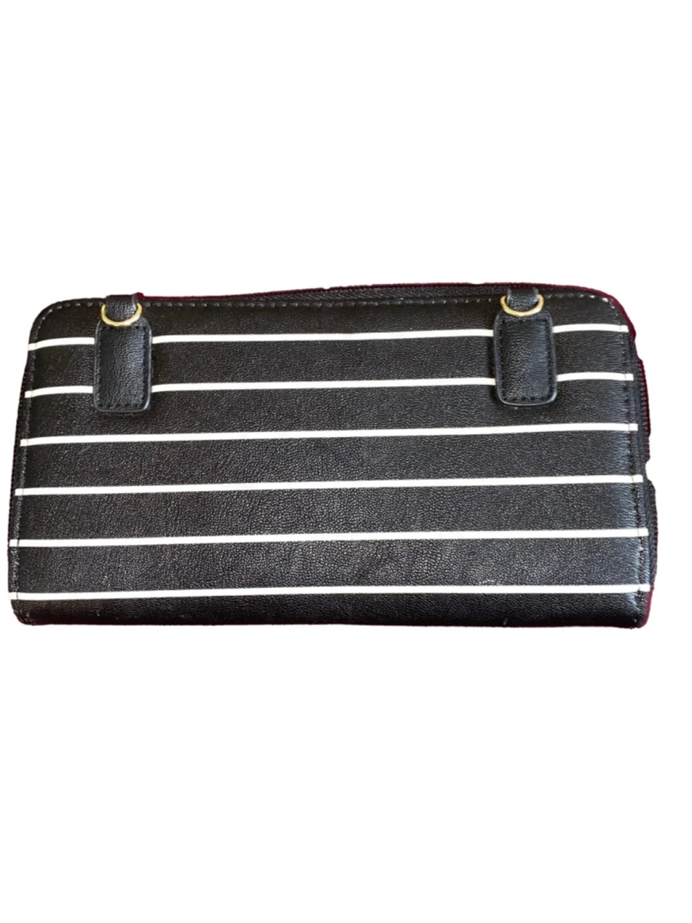 Women's Betsey Johnson Love Betsey Daisy Black Stripe Zippered Wallet Clutch